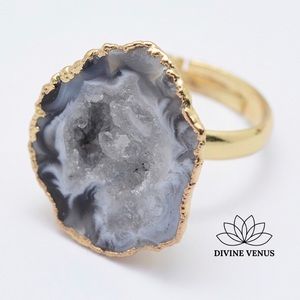 Natural Druzy Adjustable Ring